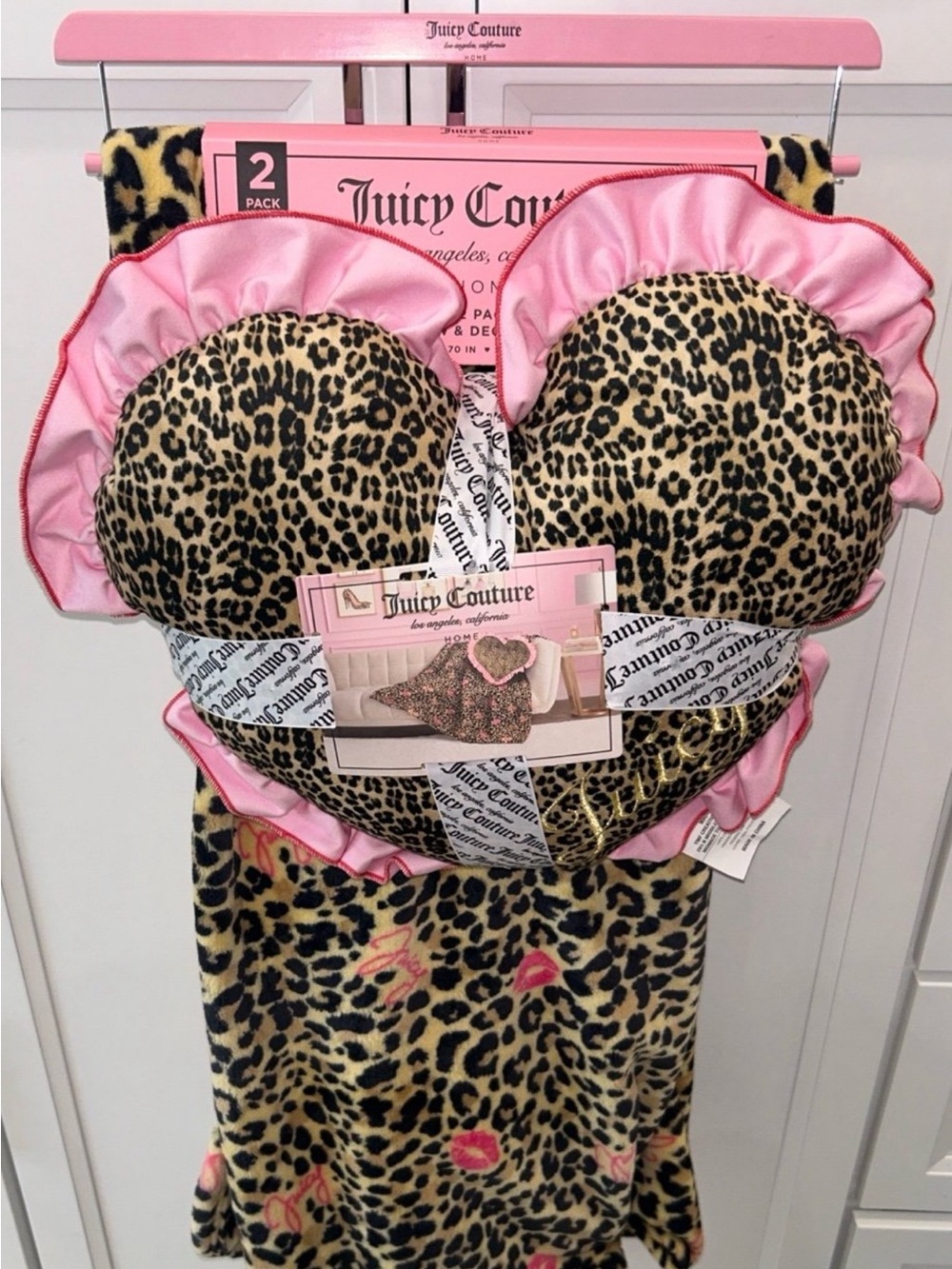 Juicy Couture Leopard Blanket & Pillow Set